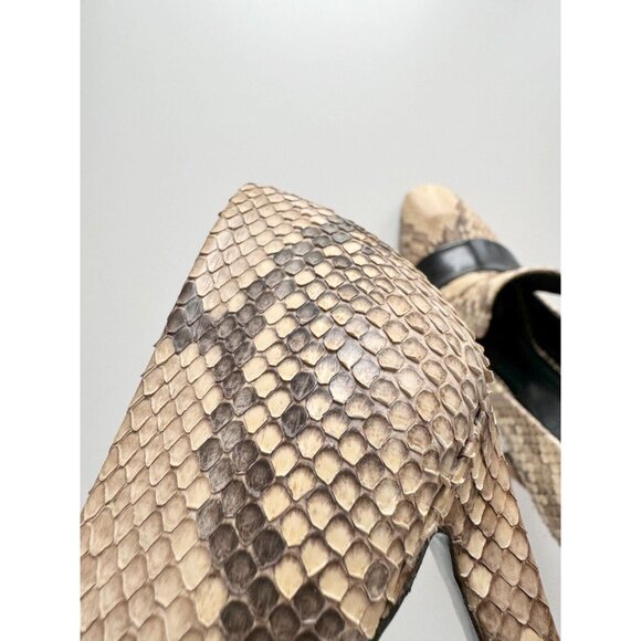 CELINE Phoebe Philo Snakeskin Black Leather High Heel Stiletto Pumps, Size 37.5 - Picture 12 of 16